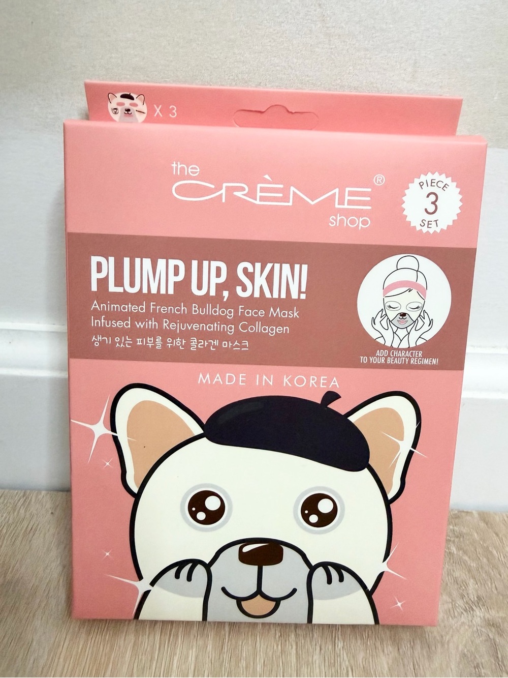 the CRÈME Shop Plump Up Skin! French Bulldog Face Mask - Pink (3 Pack)